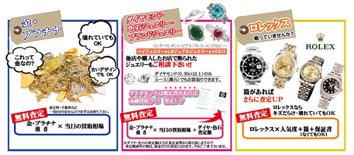 金プラチナダイヤモンド色石ブランドジュエリーロレックス