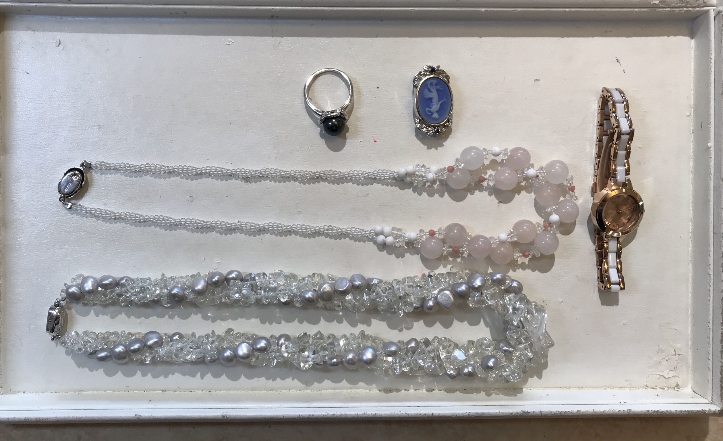 【買取速報】淡水パール、クォーツ(水晶)、ローズクオーツ、指輪、ネックレス、ブローチ、腕時計、