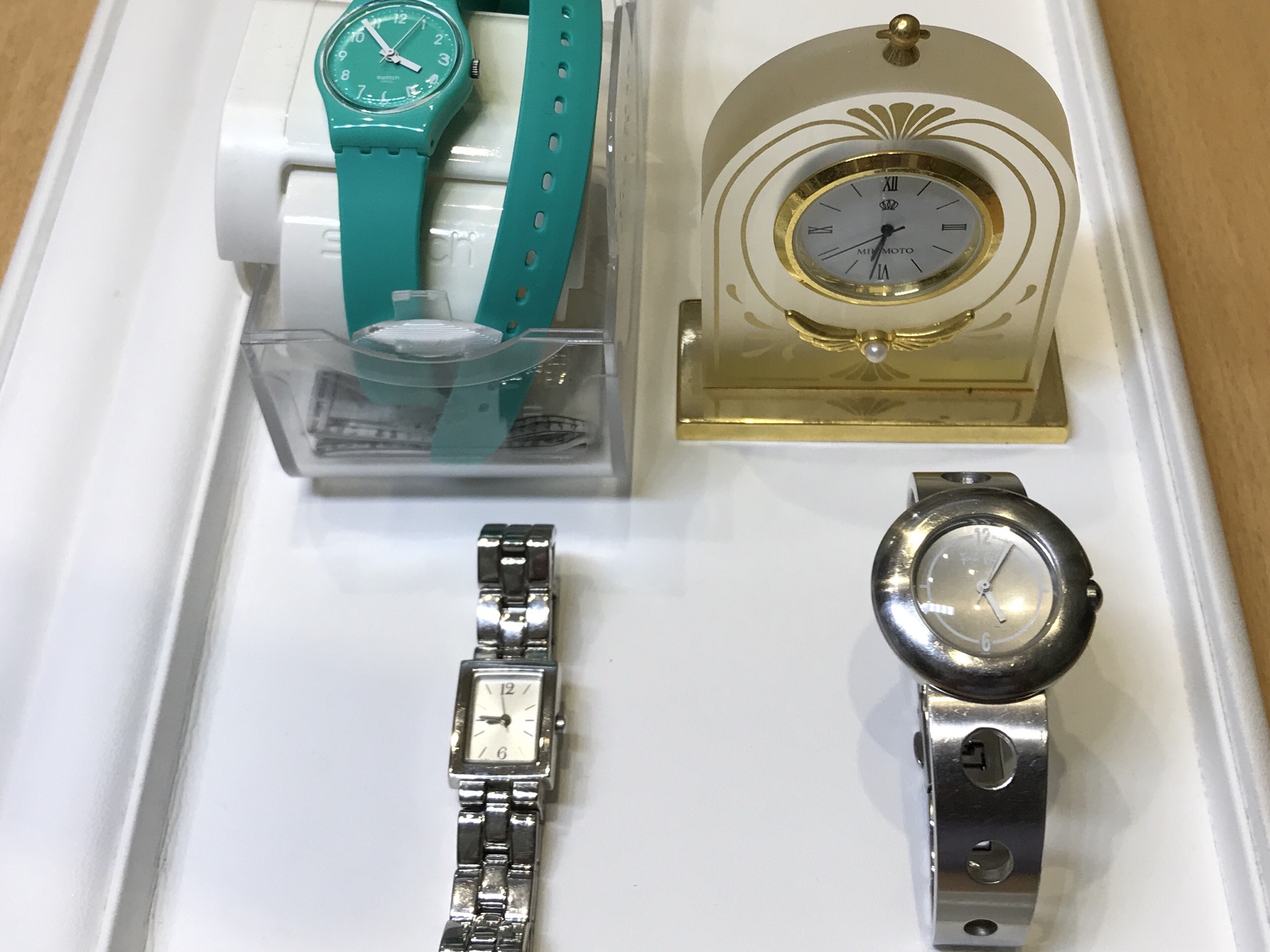 【買取速報】腕時計、置き時計、ステンレス、MIKIMOTO(ミキモト)、ALBA、スウォッチ、フォリフォリ