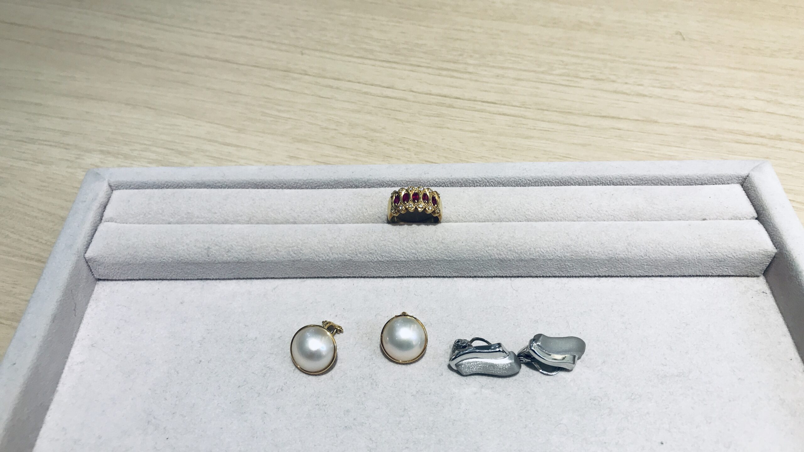 【買取速報】ダイヤモンド、マベパール、ルビー、指輪、ピアス・イヤリング、PT900、K18YG、K14WG