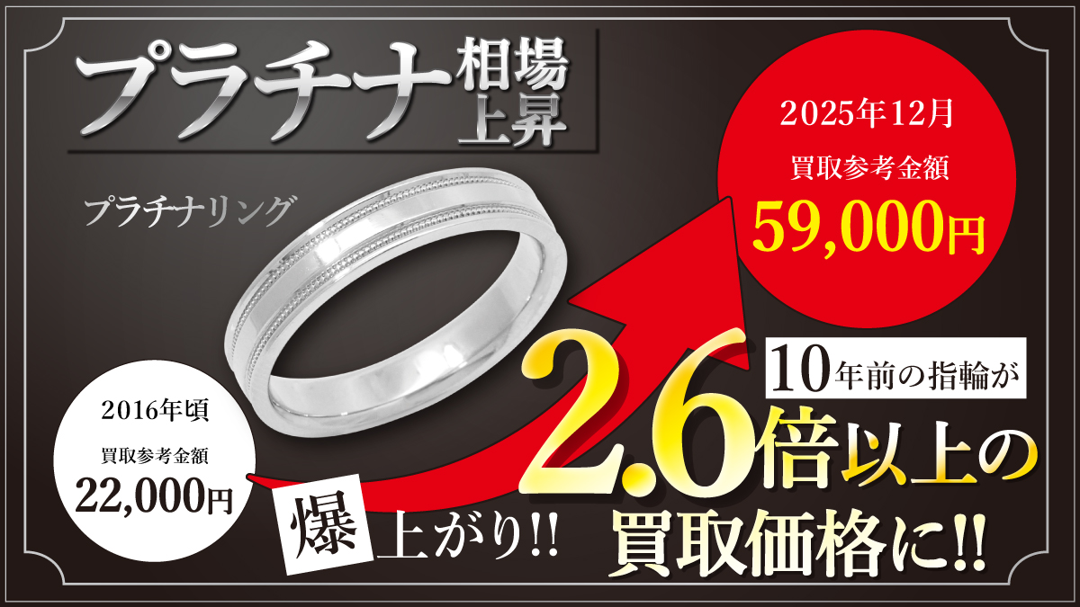 プラチナは近年の不透明な値動から急高騰です！  宝石付なら更にプラス査定！！