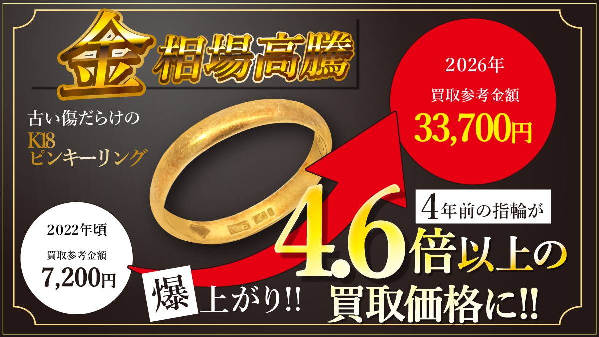 国内金相場が史上最高値更新!!　金・プラチナ・ジュエリー製品を売るなら今がチャンスです！