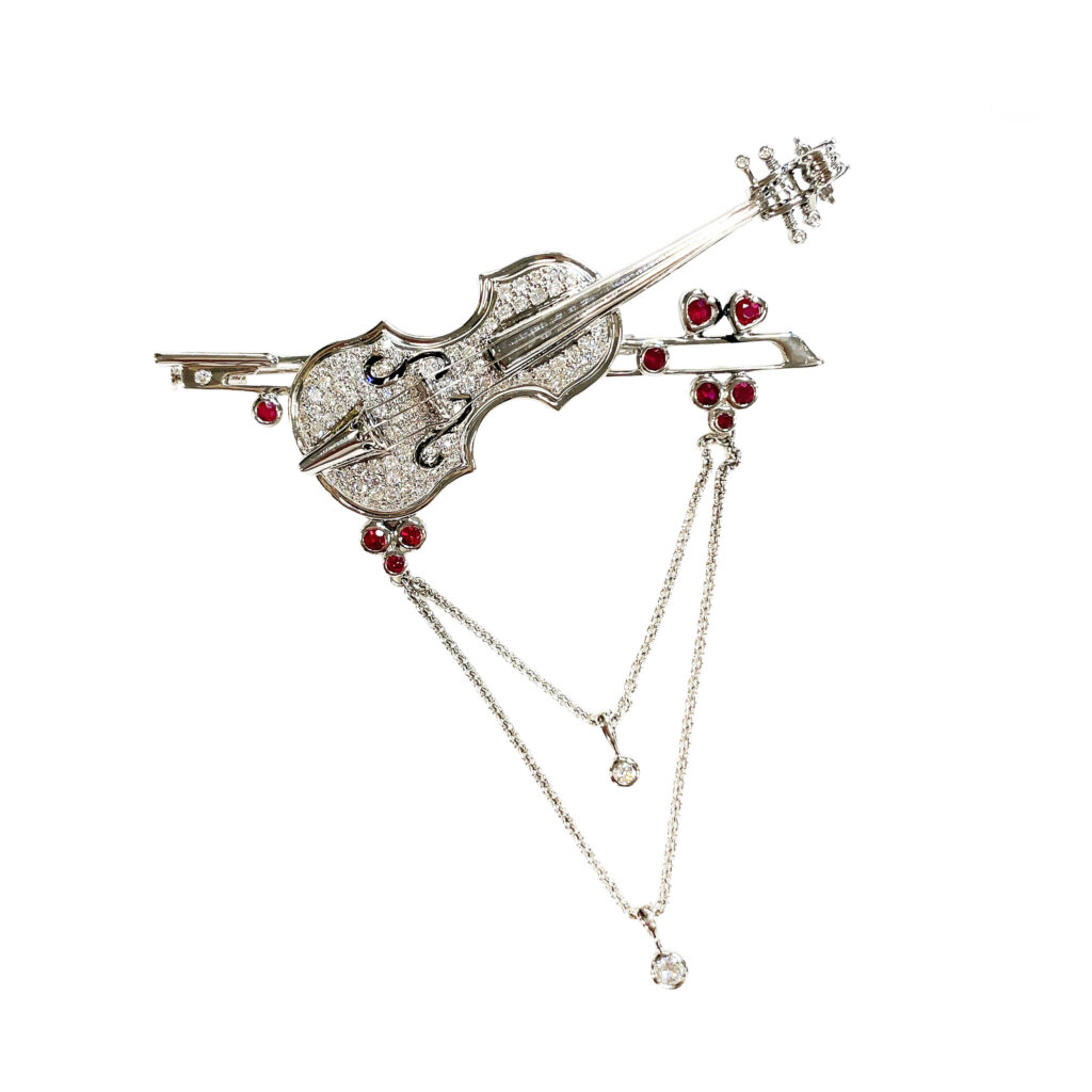 K18WGバイオリンブローチ