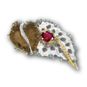 PT/K18ルベライトトルマリン ブローチ