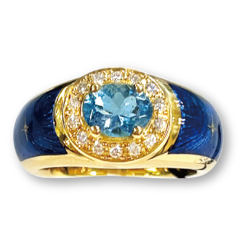 K18アクアマリン リング