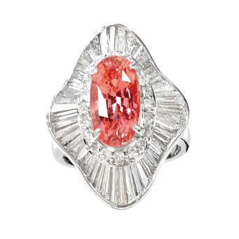 <span class="material">PT</span> パパラチアサファイヤ リング