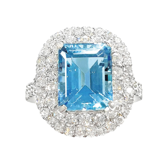 K18WG ブルートパーズ リング