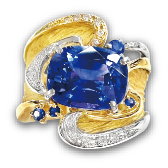 K18/<span class="material">PT</span>サファイヤ リング